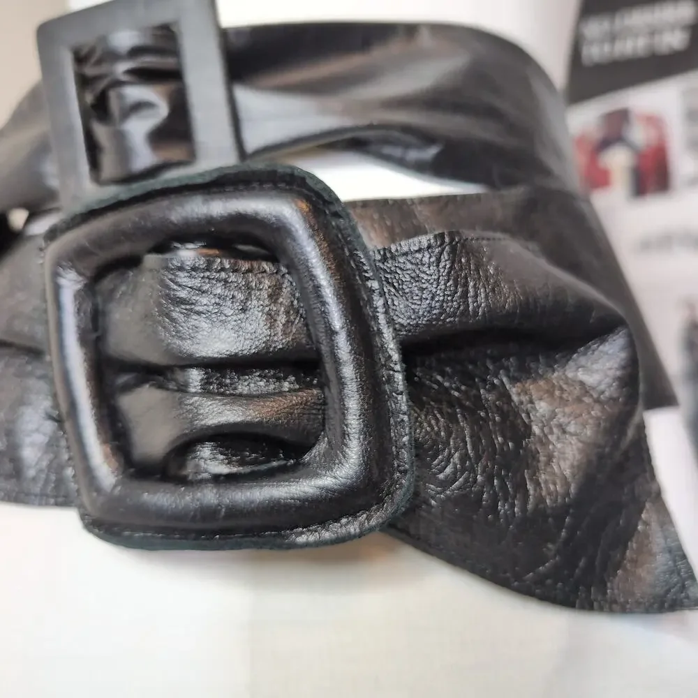 Vintage Wide Leather Buckle Belt Set